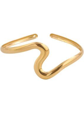 Silver Simple Swirl S-shape Boho Upper Arm Bracelet Cuff Bangle